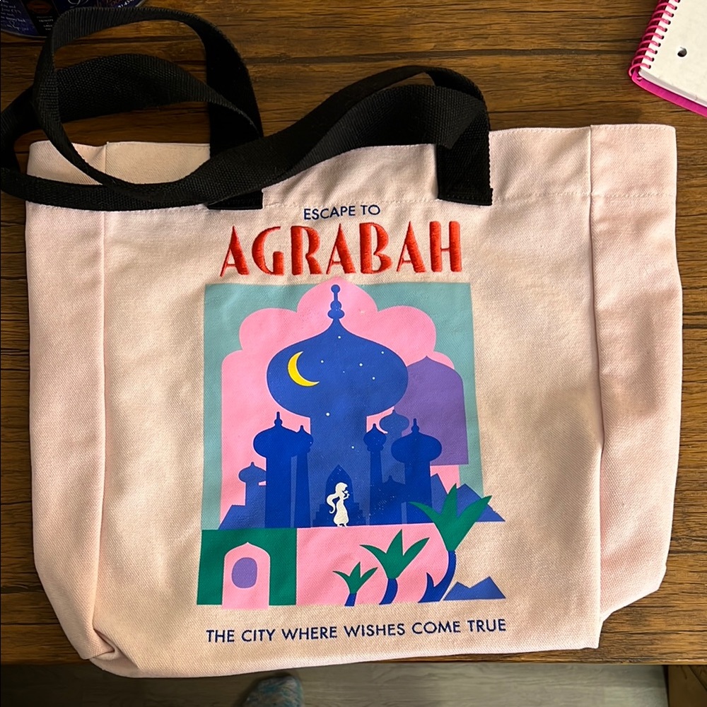Disney Parks Aladdin Escape To Agrabah Pink Tote Bag- Os